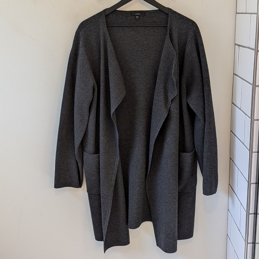 J. Crew 2020 Women's Grey Juliette Collarless Sweater Blazer XXL Wool
